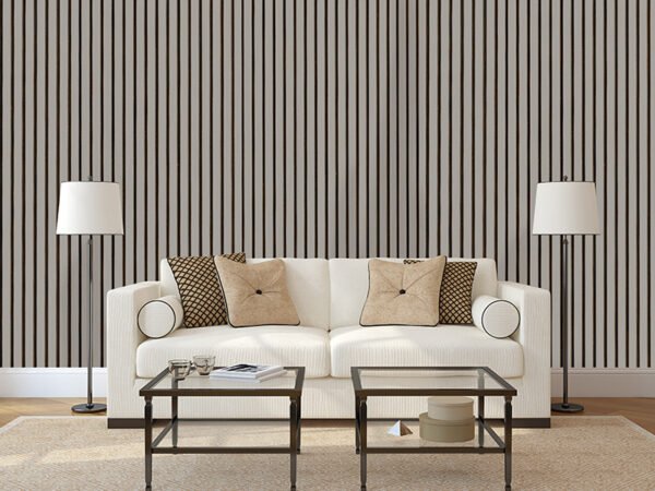 Grey Oak Acoustic Slat Wall Panels – Real Wood Soundproofing with Timeless Elegance - Image 2