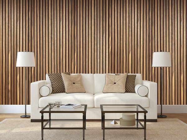 Light Smoke Acoustic Slat Wall Panels – Real Oak for Modern Elegance and Acoustic Performance - Image 2